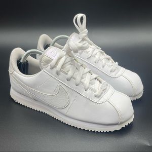 Women’s Nike Cortez Basic Leather White/Vast Grey Shoes AH7528-104 6Y = 7.5 Wmn